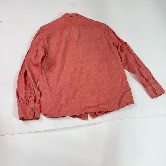 Paradise Collection Shirt Mens Medium REd Linen Blend Button Up Beach - Picture 7 of 8